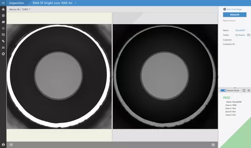 Test result and live view of a high-power SMA connector with 1000 um core